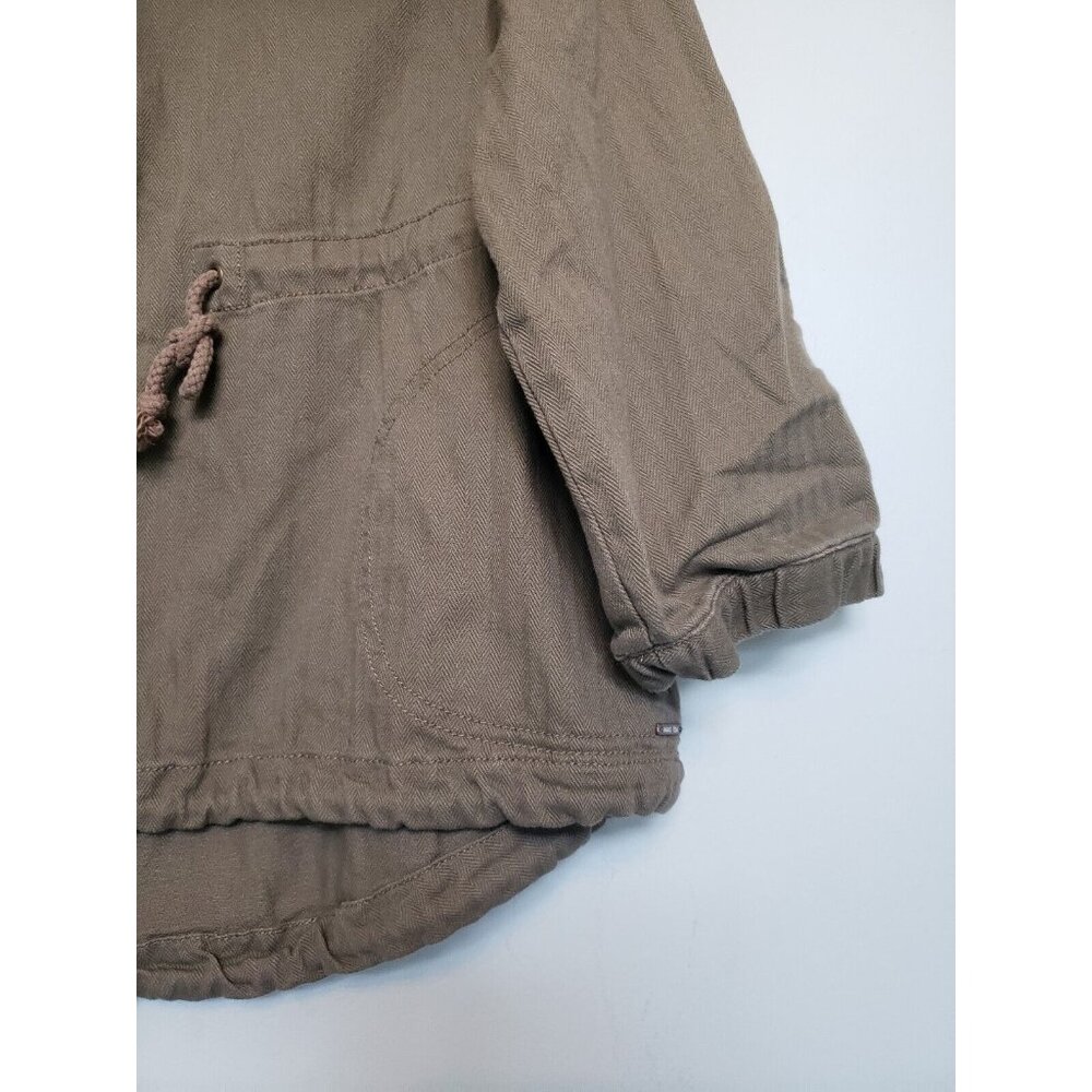 Hang Ten Womens L Utility Jacket Olive Green Roll Sleeve Snap Front Drawstring - Picture 3 of 6